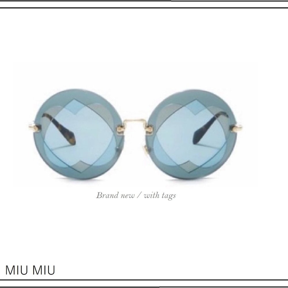 MIU MIU 62mm Layered Blue Heart Round Sunglasses